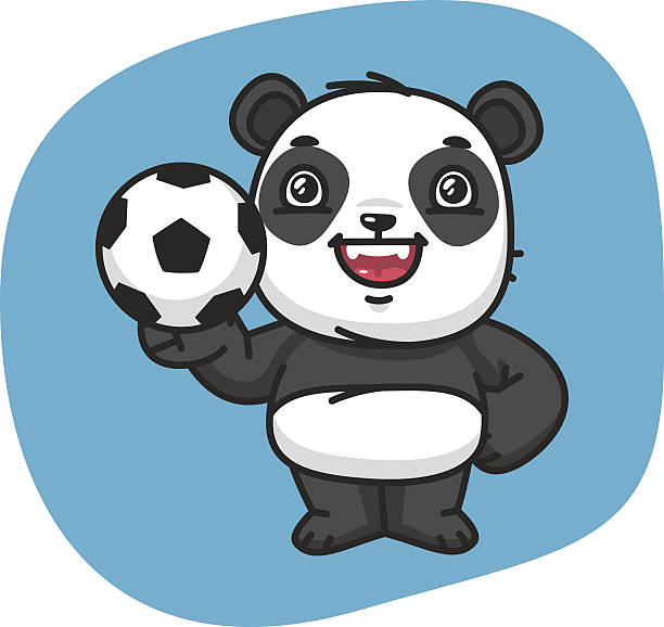 illustrations, cliparts, dessins animés et icônes de panda tient un ballon de football - panda foot