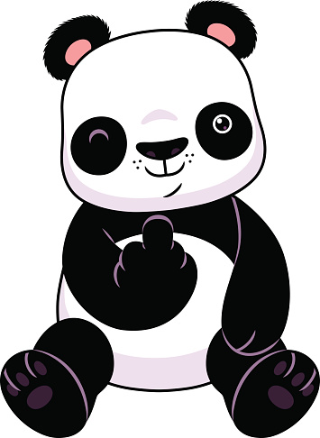 Panda make a middle finger symbol