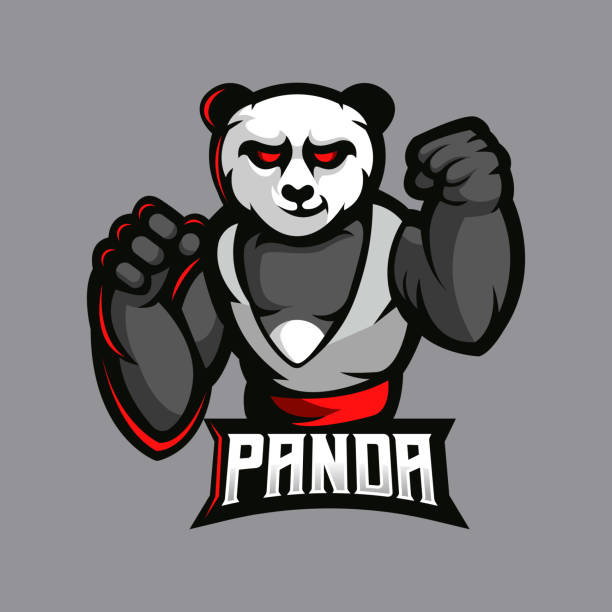 illustrations, cliparts, dessins animés et icônes de logo de mascotte de panda - panda foot