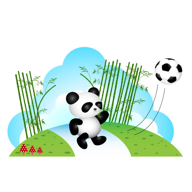 illustrations, cliparts, dessins animés et icônes de panda jouant au soccer - panda foot