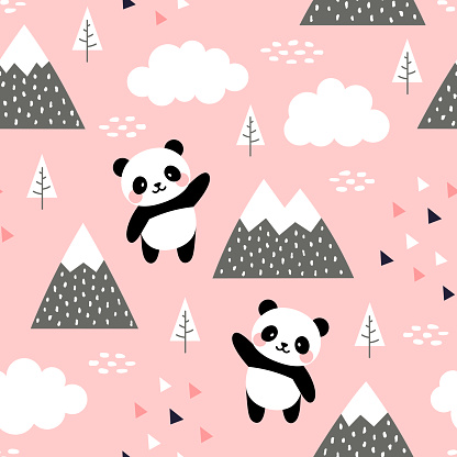 Panda Seamless Pattern Background