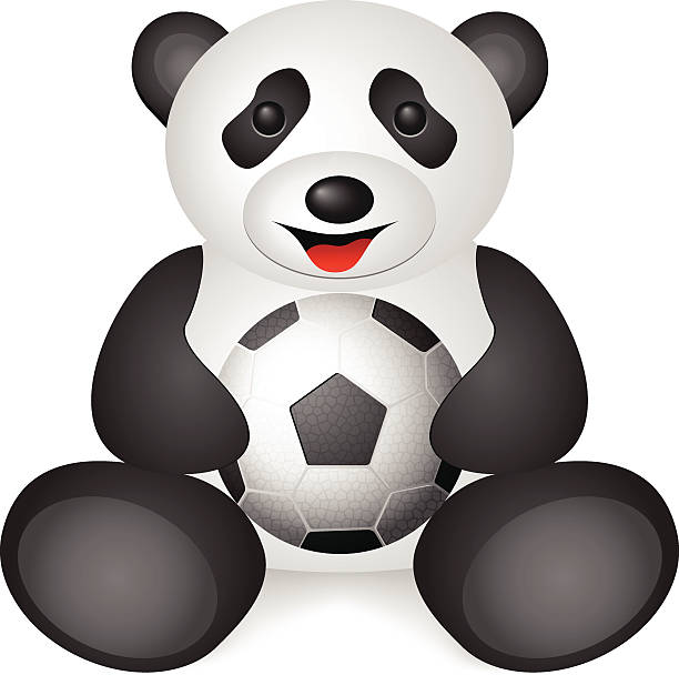 illustrations, cliparts, dessins animés et icônes de panda ballon de football - panda foot