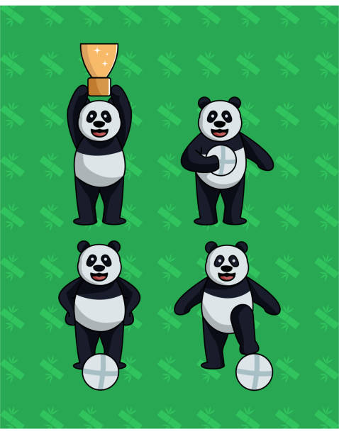 illustrations, cliparts, dessins animés et icônes de panda soccer - panda foot
