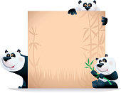 vector illustration of  panda with blanked sign…