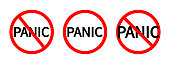 istock Panic stop. Dont panic. Icon of not worry and fear. Red sign isolated on white background. Set of warning symbols. Vector illustration 1392169693