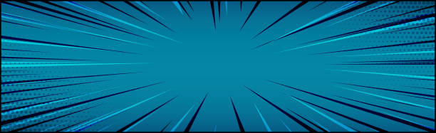 ilustrações, clipart, desenhos animados e ícones de zoom cômico azul panorâmico com linhas - vetor - zoom effect