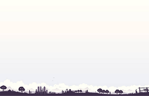 Panoramic landscape vector art illustration
