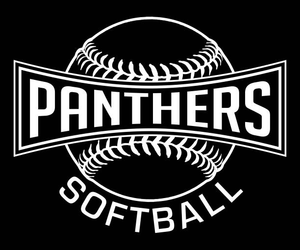 Panthers Softball Graphic-One Color-White vector art illustration