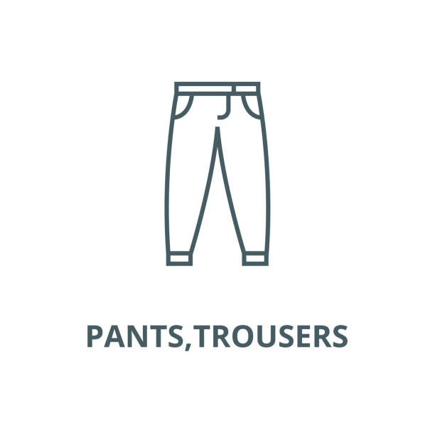 illustrations, cliparts, dessins animés et icônes de pantalon, icône de ligne de vecteur de pantalon, concept linéaire, signe de contour, symbole - chemise en jeans poche
