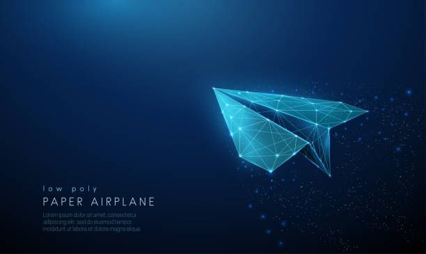 Paper air plane. Low poly style design. vector art illustration