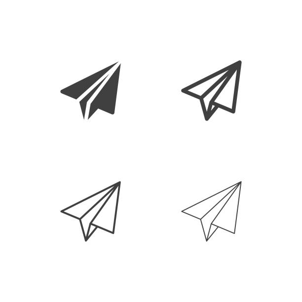 종이 비행기 아이콘-멀티 시리즈 - 종이 비행기 stock illustrations