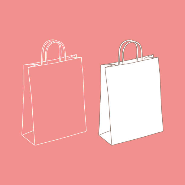 ilustrações de stock, clip art, desenhos animados e ícones de paper bag paper bag with handles. - paper bag craft
