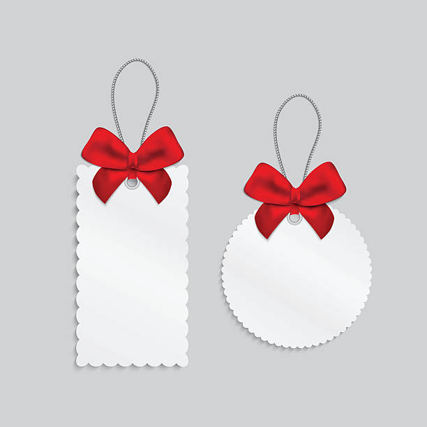 Paper cards with tied bow on the top. vector art illustration