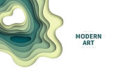 Modern and trendy background. Abstract design with wave shapes in a paper cut style. Background template for your design, with space for your text. (colors used: Yellow, Beige, Gray, Brown, Green). Vector Illustration (EPS10, well layered and grouped), wide format (3:2). Easy to edit, manipulate, resize or colorize.
