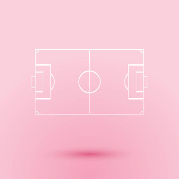 Paper cut Football field or soccer field icon isolated on pink background. Paper art style. Vector Paper cut Football field or soccer field icon isolated on pink background. Paper art style. Vector. pink soccer balls stock illustrations