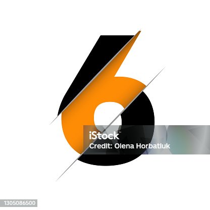 istock Paper cut number Six letter. Realistic 3D multi layers papercut effect isolated on white background. Figure of alphabet letter font. Decoration element for birthday or wedding greeting design 1305086500