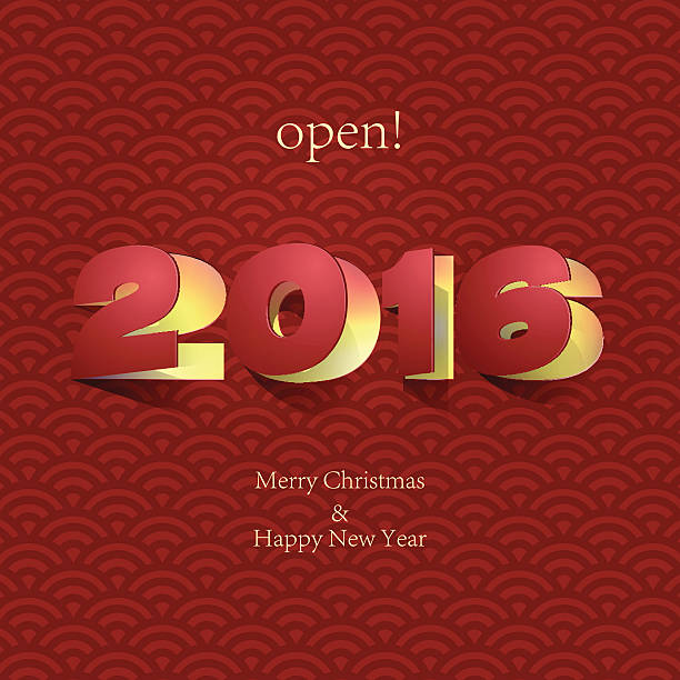 2016: Paper Folding with Letter, Happy New Year. 2016: Paper Folding with Letter on Chinese red background, Happy New Year. happy new year card 2016 stock illustrations