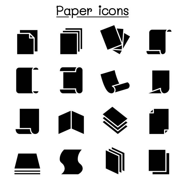 Paper icon set vector illustration graphic design Paper icon set vector illustration graphic design brochure icons stock illustrations