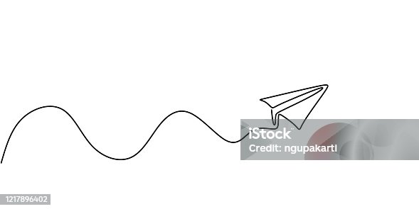 istock Paper plane continuous one line drawing, minimalism vector illustration. Symbol of creative and travel. 1217896402