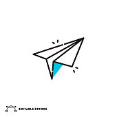 istock Paper Plane Flat Lineal Icon with Editable Stroke 1309984599