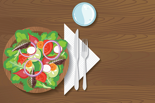 Paper Plate Of Food On A Wood Background