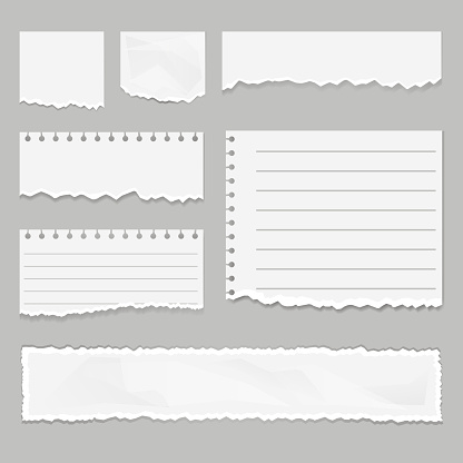 Paper scraps isolated set. Vector graphic design illustration