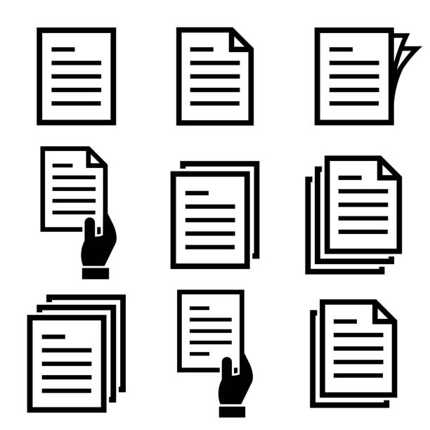 papierbogen-set-symbol, logo isoliert auf weißem hintergrund. stapel von a4-blättern - dokument stock-grafiken, -clipart, -cartoons und -symbole