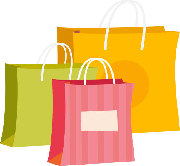 紙のショッピング バッグ ベクトル漫画イラスト - 買い物袋点のイラスト素材／クリップアート素材／マンガ素材／アイコン素材