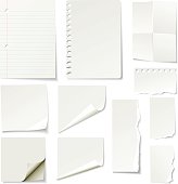 Vector illustration of blank notes and papers on white background. Download includes high resolution jpeg.
