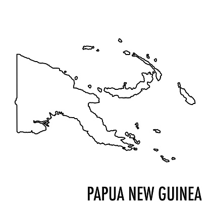 Papua New Guinea line map. Editable high quality vector illustration isolated on white.