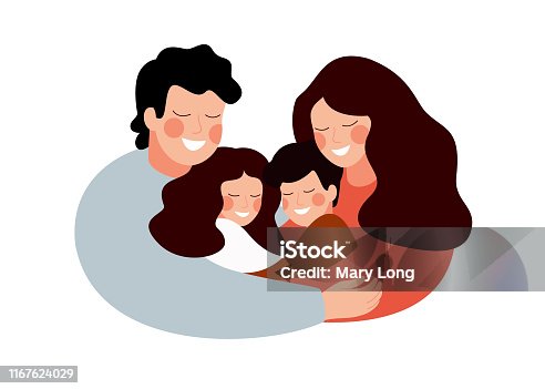 istock Parents and children embracing together and smile 1167624029