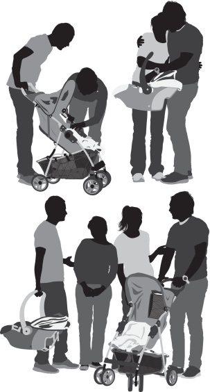 Parents with baby stroller