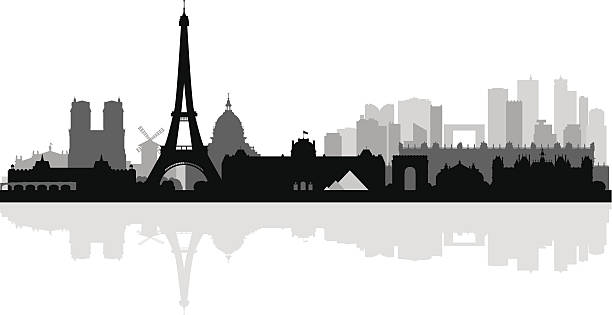 illustrations, cliparts, dessins animés et icônes de fond silhouette de la ville de paris - immeuble paris