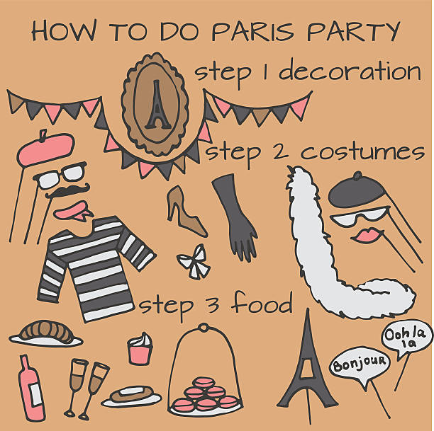 ilustrações de stock, clip art, desenhos animados e ícones de paris, frança elementos de ideias - paris night