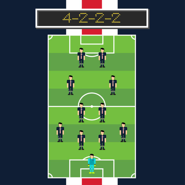 巴黎聖日爾曼 4-2-2-2 足球形成 與球員在球場上 - liverpool 幅插畫檔、美工圖案、卡通及圖標
