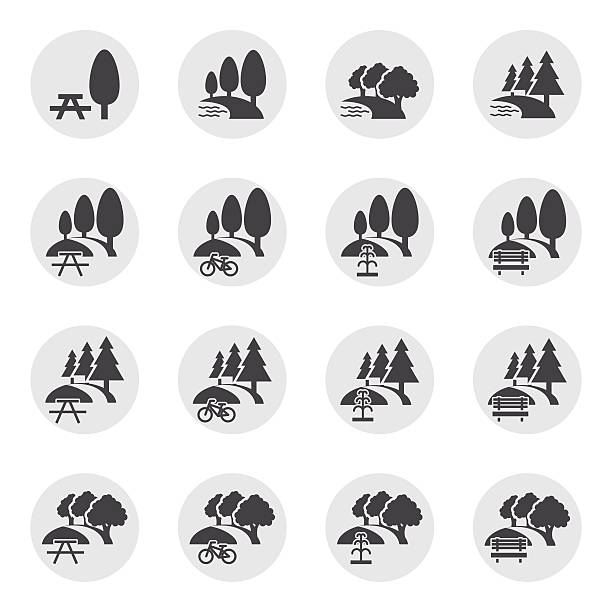 공원 및 야외 아이콘 - 주차 활동 stock illustrations