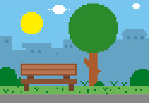 Park Bench pixel illustration