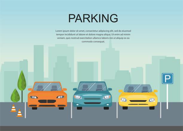 parkplatz-design. park-symbol. infografik - parking lot stock-grafiken, -clipart, -cartoons und -symbole