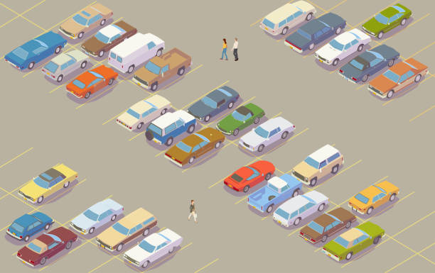 ilustrações de stock, clip art, desenhos animados e ícones de parking lot illustration - parking lot