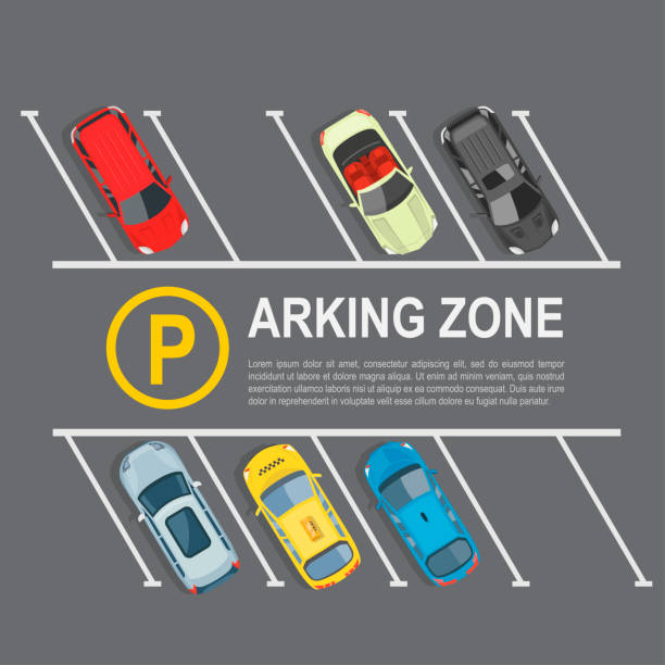 parkplatz mit top - parking lot stock-grafiken, -clipart, -cartoons und -symbole