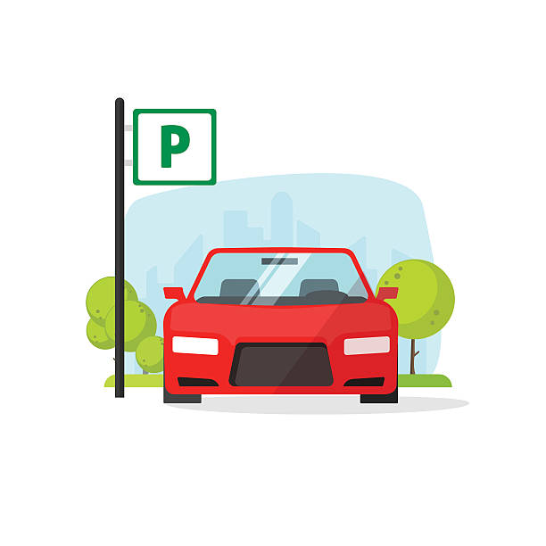 ilustrações de stock, clip art, desenhos animados e ícones de parque de estacionamento com sinal ilustração vetorial isolado sobre branco - parking lot