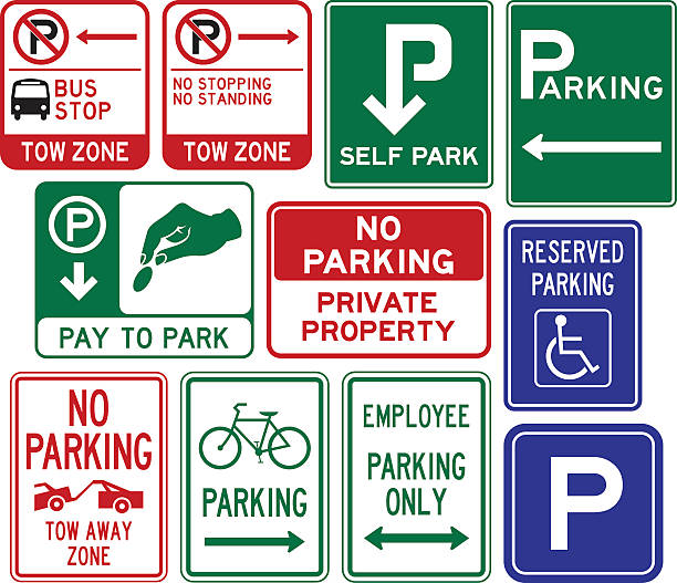 Parking signs Parking signs. parking stock illustrations