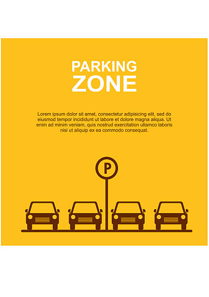 stockillustraties, clipart, cartoons en iconen met parking zone yellow background. vector - parking