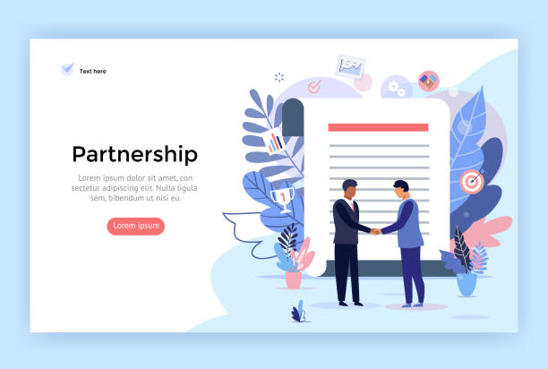 Partnership and agreement signing concept illustration. Partnership and agreement signing concept illustration, two business man shaking hands, perfect for web design, banner, mobile app, landing page, vector flat design agreement stock illustrations