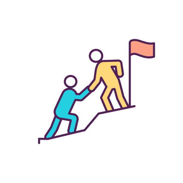Partnership in workplace RGB color icon Partnership in workplace RGB color icon. Evolving relationship between workmates. Business partnership. Cooperative productivity improvement. Showing mutual respect. Isolated vector illustration leadership clipart stock illustrations