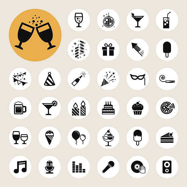 Party and Celebration icon set. Party and Celebration icon set. Illustration eps10 anniversary icons stock illustrations