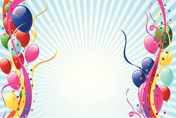 Party Background Illustration of beautiful party background, all elements is individual objects, used simple gradient colors, No transparencies. Hi res jpeg included. User can edit easily, Please view my profile. balloon backgrounds stock illustrations