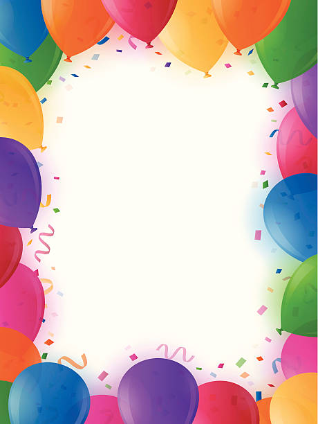 Party Balloon Background Party background border with balloons, confetti and copy space.  balloon borders stock illustrations