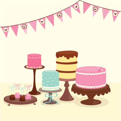 Party cakes with bunting