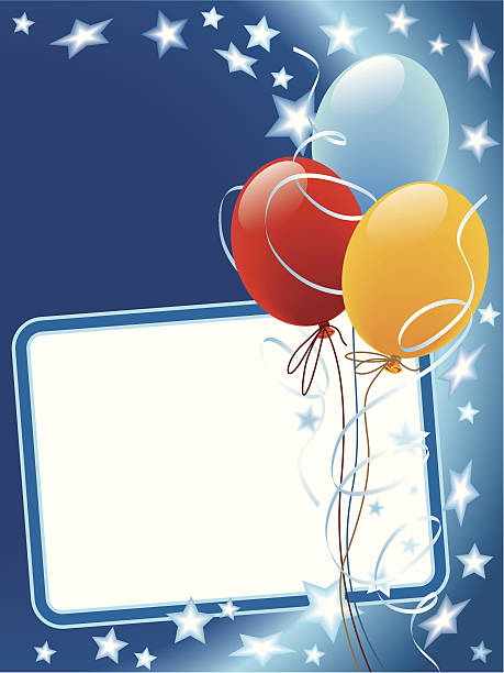 Party decorations with balloons and stars Party decoration with copy space, balloons and stars balloon borders stock illustrations